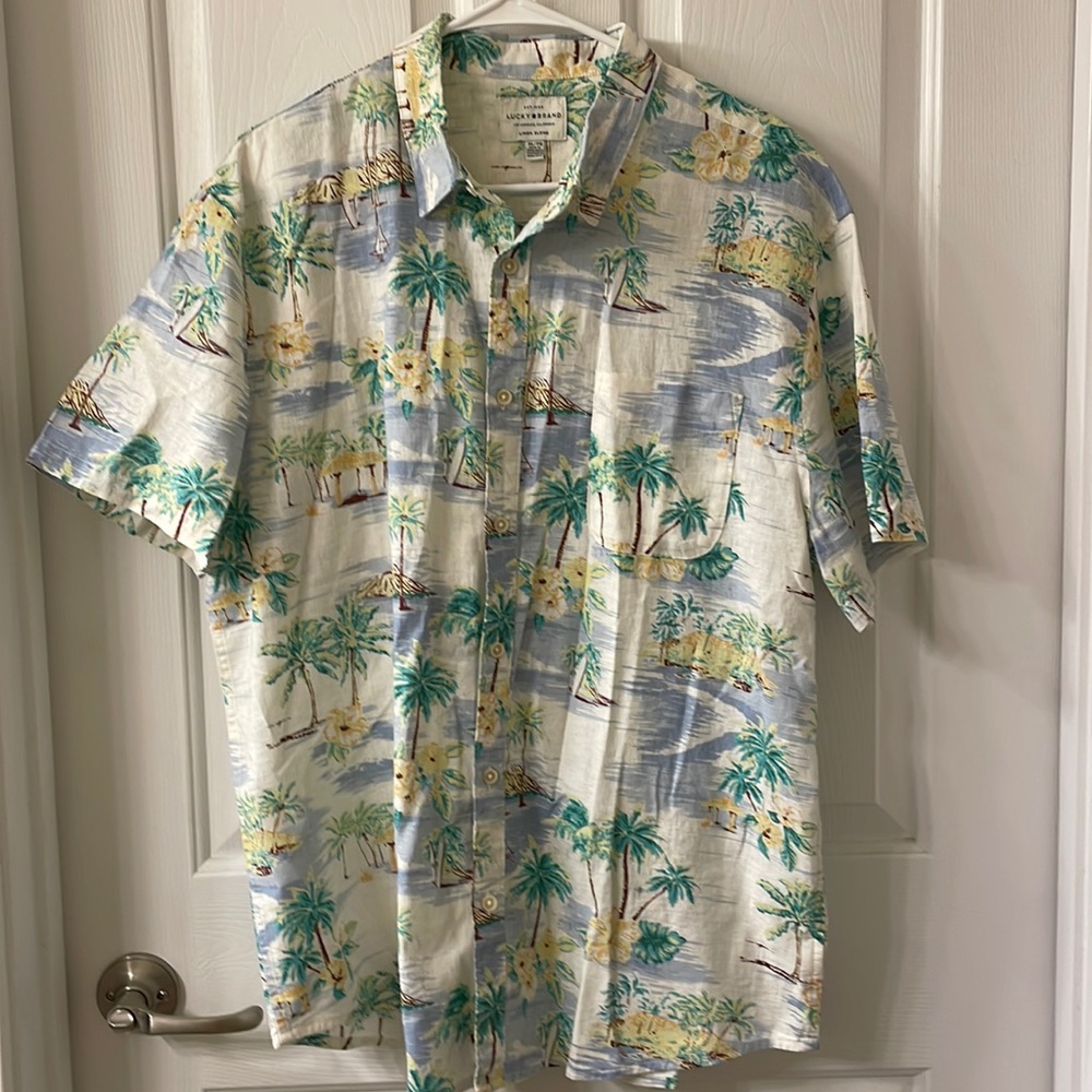 New Linen Lucky Brand Hawaiian Vacation Shirt XL